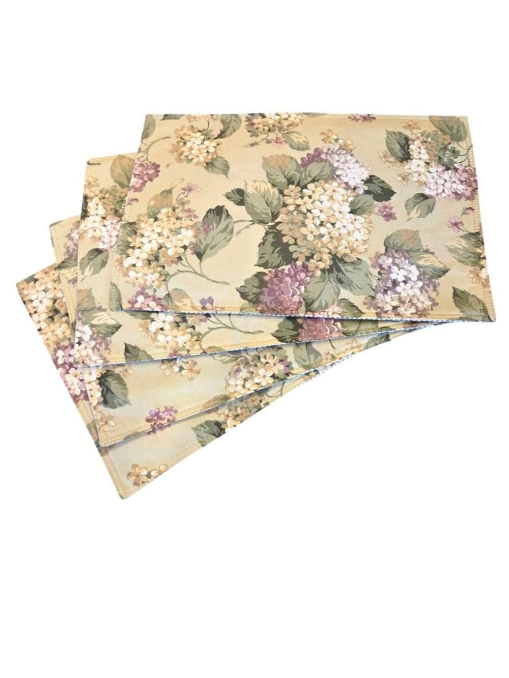 Vintage Martha Stewart Reversible Hydrangea Purple Green Striped Placemats Set 4